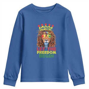 Juneteenth Youth Sweatshirt Lion Rasta Let The Freedom Begin African American TS09 Royal Blue Print Your Wear