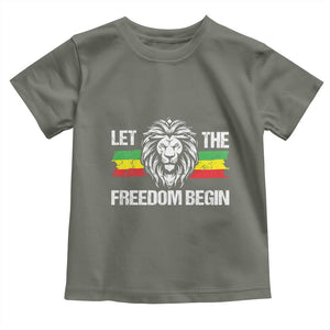 Juneteenth Toddler T Shirt African American Lion Let The Freedom Begin Melanin Pride TS09 Military Green Print Your Wear