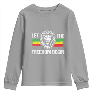 Juneteenth Youth Sweatshirt African American Lion Let The Freedom Begin Melanin Pride TS09 Sport Gray Print Your Wear