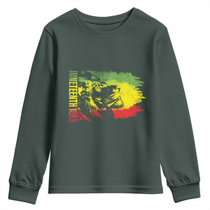 Juneteenth Youth Sweatshirt Lion King 1865 African American TS09 Dark Forest Green Print Your Wear