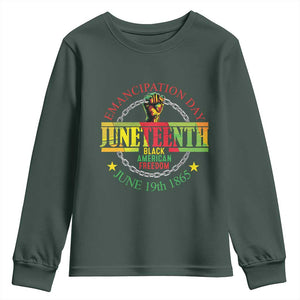 Juneteenth 1865 Youth Sweatshirt Emancipation Day Black American Freedom Melanin Pride TS09 Dark Forest Green Print Your Wear