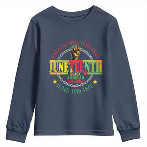 Juneteenth 1865 Youth Sweatshirt Emancipation Day Black American Freedom Melanin Pride TS09 Navy Print Your Wear