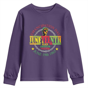 Juneteenth 1865 Youth Sweatshirt Emancipation Day Black American Freedom Melanin Pride TS09 Purple Print Your Wear