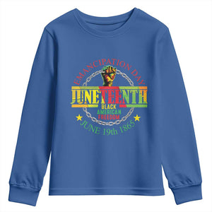 Juneteenth 1865 Youth Sweatshirt Emancipation Day Black American Freedom Melanin Pride TS09 Royal Blue Print Your Wear