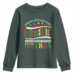 Juneteenth 1865 Youth Sweatshirt Emancipation Day Black American Freedom Black Pride TS09 Dark Forest Green Print Your Wear