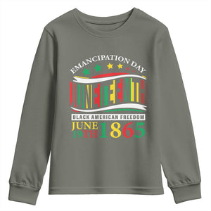 Juneteenth 1865 Youth Sweatshirt Emancipation Day Black American Freedom Black Pride TS09 Military Green Print Your Wear