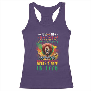 African American Juneteenth Racerback Tank Top Because My Ancestors Weren't Free In 1776 TS09 Purple Print Your Wear
