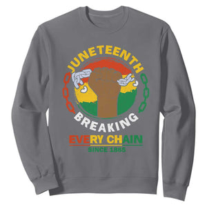 Juneteenth Sweatshirt Breaking Every Chain Since 1865 TS09 Charcoal Print Your Wear