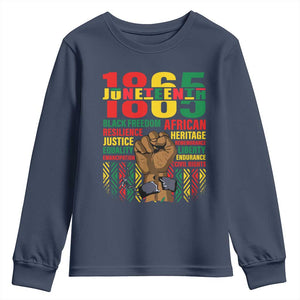 Juneteenth 1865 Youth Sweatshirt Black Freedom African Resilience Remembrance TS09 Navy Print Your Wear