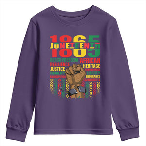 Juneteenth 1865 Youth Sweatshirt Black Freedom African Resilience Remembrance TS09 Purple Print Your Wear