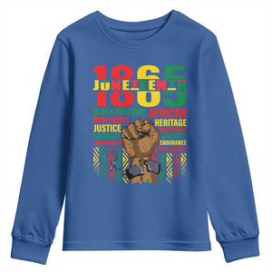 Juneteenth 1865 Youth Sweatshirt Black Freedom African Resilience Remembrance TS09 Royal Blue Print Your Wear