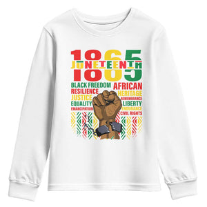 Juneteenth 1865 Youth Sweatshirt Black Freedom African Resilience Remembrance TS09 White Print Your Wear