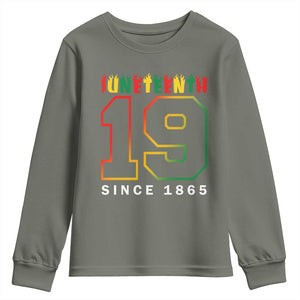 Melanin Black Freedom Juneteenth 1865 Youth Sweatshirt TS09 Military Green Print Your Wear