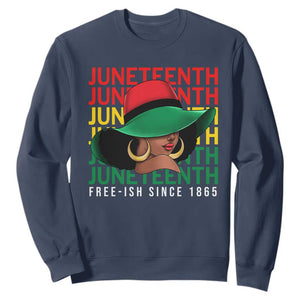 Juneteenth Sweatshirt Freeish Since 1865 Melanin Black Women TS09 Navy Print Your Wear