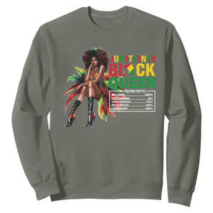 Juneteenth Sweatshirt Black Queen Nutritional Facts TS09 Military Green Print Your Wear