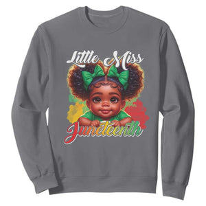 Little Miss Juneteenth Sweatshirt Cute Melanin Black Girls Kids TS09 Charcoal Print Your Wear