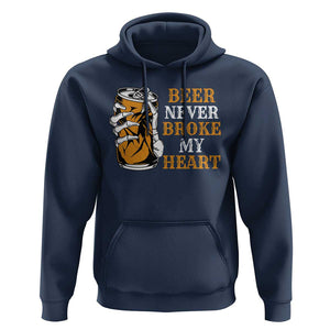 Funny Beer Lover Hoodie Beer Never Broke My Heart TS09 Navy Print Your Wear