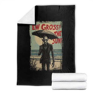 Funny Vampire Throw Blanket Ew Gross The Sun Sunny Beach Trip Halloween TS09 Black Print Your Wear