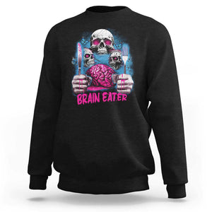 Horror Zombie Sweatshirt Braineater Eat Brain Scary Creepy Halloween TS09 Black Print Your Wear