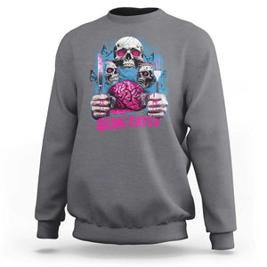 Horror Zombie Sweatshirt Braineater Eat Brain Scary Creepy Halloween TS09 Charcoal Print Your Wear