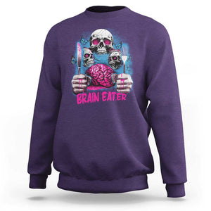 Horror Zombie Sweatshirt Braineater Eat Brain Scary Creepy Halloween TS09 Purple Print Your Wear
