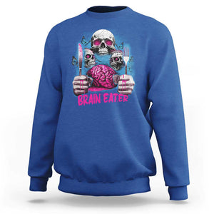 Horror Zombie Sweatshirt Braineater Eat Brain Scary Creepy Halloween TS09 Royal Blue Print Your Wear