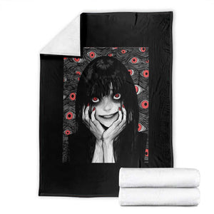 Horror Anime Girl Manga Creepy Halloween Throw Blanket TS09 Black Print Your Wear