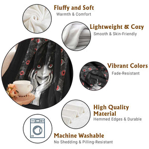 Horror Anime Girl Manga Creepy Halloween Throw Blanket TS09 Print Your Wear