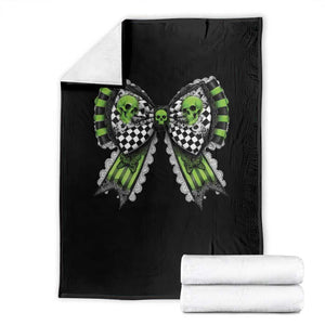 Coquette Halloween Throw Blanket Spooky Bow Skull TS09 Black Print Your Wear