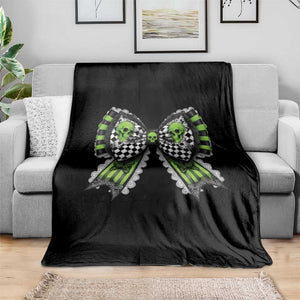 Coquette Halloween Throw Blanket Spooky Bow Skull TS09 Print Your Wear