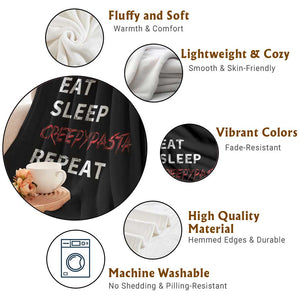 Horror Movie Lover Throw Blanket Eat Sleep Creepypasta Repeat TS09 Print Your Wear