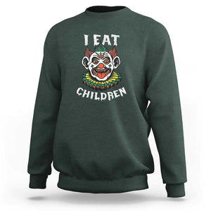 Halloween Clown Sweatshirt I Eat Children Spooky Mask TS09 Dark Forest Green Print Your Wear