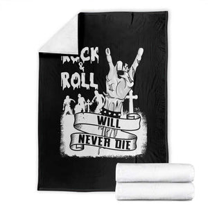 Halloween Rock N Roll Throw Blanket Will Never Die Zombie TS09 Black Print Your Wear