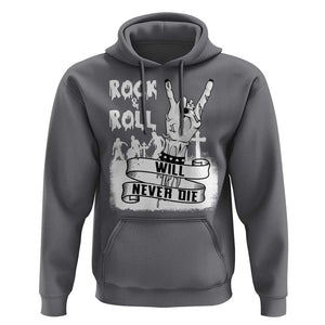 Halloween Rock N Roll Hoodie Will Never Die Zombie TS09 Charcoal Print Your Wear