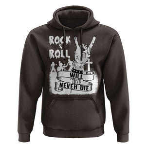 Halloween Rock N Roll Hoodie Will Never Die Zombie TS09 Dark Chocolate Print Your Wear