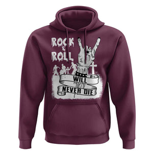 Halloween Rock N Roll Hoodie Will Never Die Zombie TS09 Maroon Print Your Wear