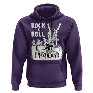 Halloween Rock N Roll Hoodie Will Never Die Zombie TS09 Purple Print Your Wear