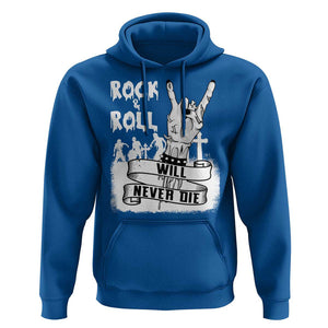Halloween Rock N Roll Hoodie Will Never Die Zombie TS09 Royal Blue Print Your Wear
