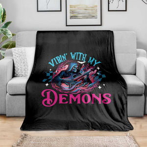 Halloween Rock N Roll Throw Blanket Vibing With My Demons TS09 Print Your Wear