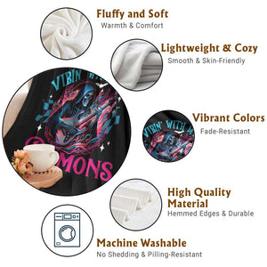 Halloween Rock N Roll Throw Blanket Vibing With My Demons TS09 Print Your Wear