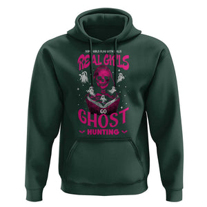 Real Girls Go Ghost Hunting Hoodie Paranormal Investigator Spooky Halloween TS09 Dark Forest Green Print Your Wear