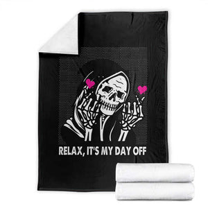Funny Grim Reaper Throw Blanket Relax It's My Day Off Halloween TS09 Black Print Your Wear