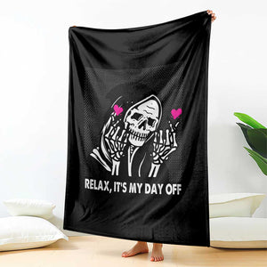 Funny Grim Reaper Throw Blanket Relax It's My Day Off Halloween TS09 Print Your Wear
