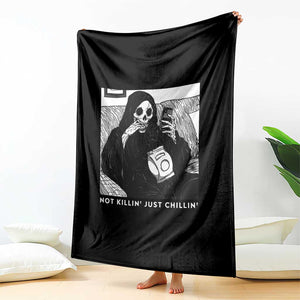 Funny Grim Reaper Throw Blanket Not Killing Just Chilling Halloween TS09 Print Your Wear