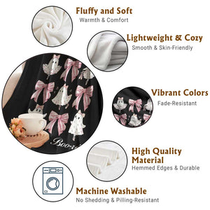 Coquette Halloween Throw Blanket Pas De Boo-rée Ghost Ballerina TS09 Print Your Wear