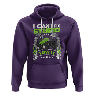 Truck Driver Wrecker I Can't Fix Stupid But I Can Tow It Hoodie TS09 Purple Printyourwear