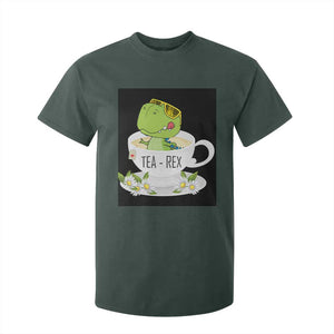 Funny Dinosaur Tea Rex T Shirt For Kid TS09 Dark Forest Green Print Your Wear