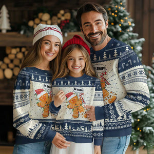 Funny Xmas Ugly Christmas Sweater Op Snap Gingerbread Broken Leg TS09 Navy Print Your Wear