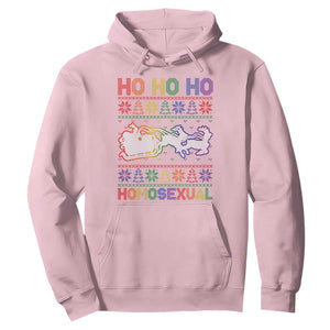 Funny Christmas LGBT Hoodie Ho Ho Ho Homosexual TS09 Light Pink Print Your Wear