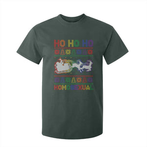 Funny Christmas LGBT T Shirt For Kid Ho Ho Ho Homosexual TS09 Dark Forest Green Print Your Wear